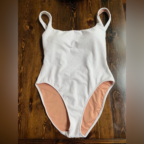 J. Crew Swim J Crew White Ribbed One Piece Swimsuit Poshmark